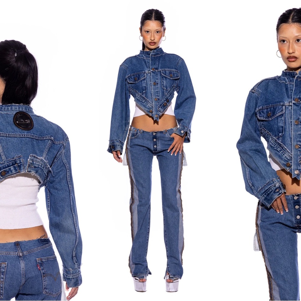 SAMI MIRO VINTAGE V Cut denim cropped Jacket